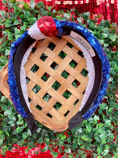 Red White Blue Sequin Headband