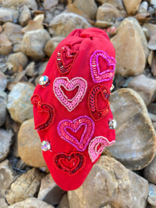 Red Mulit Hearts Headband