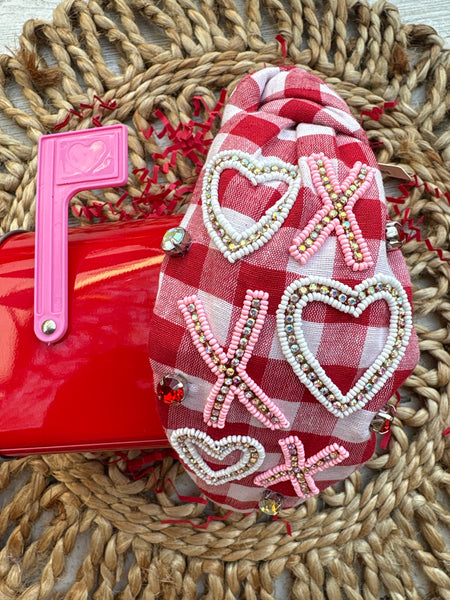 Red Plaid XOXO Headband
