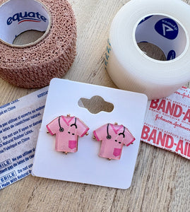 Pink Scrubs Nurse Studs