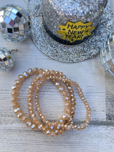 Triple Stack Tan beaded bracelet set