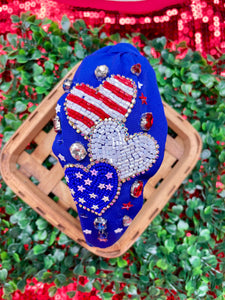 Blue Stars Flag Beaded Headband