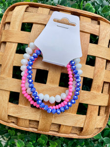 Pink Purple Triple Bracelet Stack