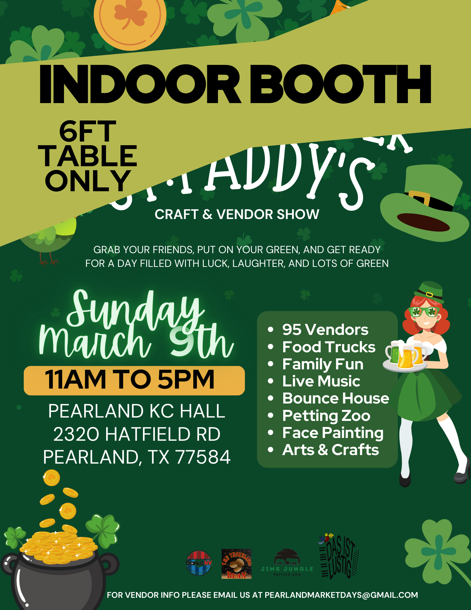 PEARLAND Sunday March 9, 2025 -INDOOR BOOTH 6ft table ONLY