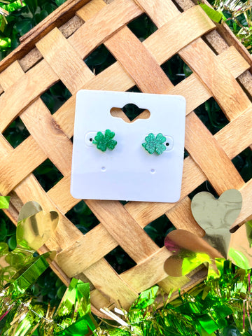 Itty Bitty Glitter Shamrock Acrylic Studs