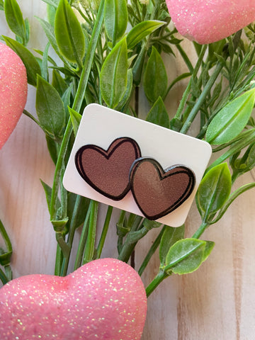 Brown Heart Studs