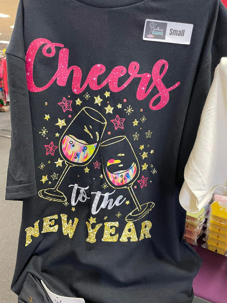 XL New Years Black T-shirt