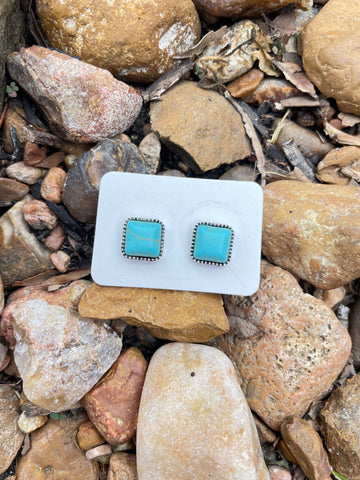 Teal Square Studs