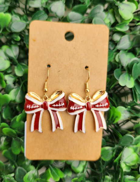 Maroon & Gold Bow Earrings