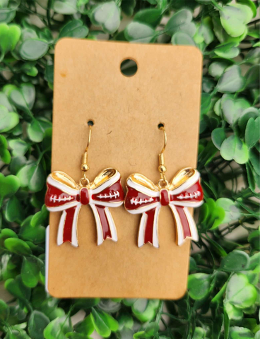 Maroon & Gold Bow Earrings