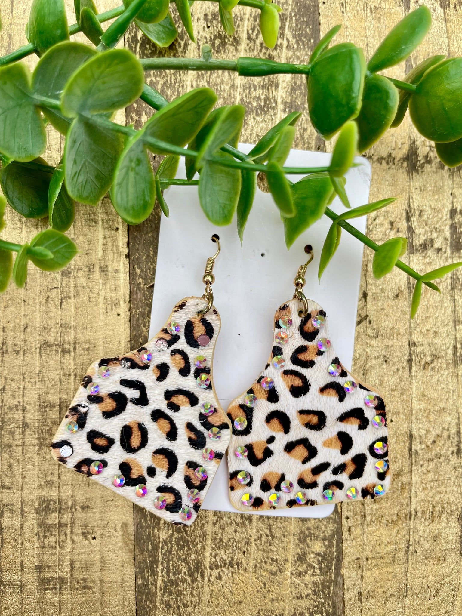 Cow Print Tag Earrings