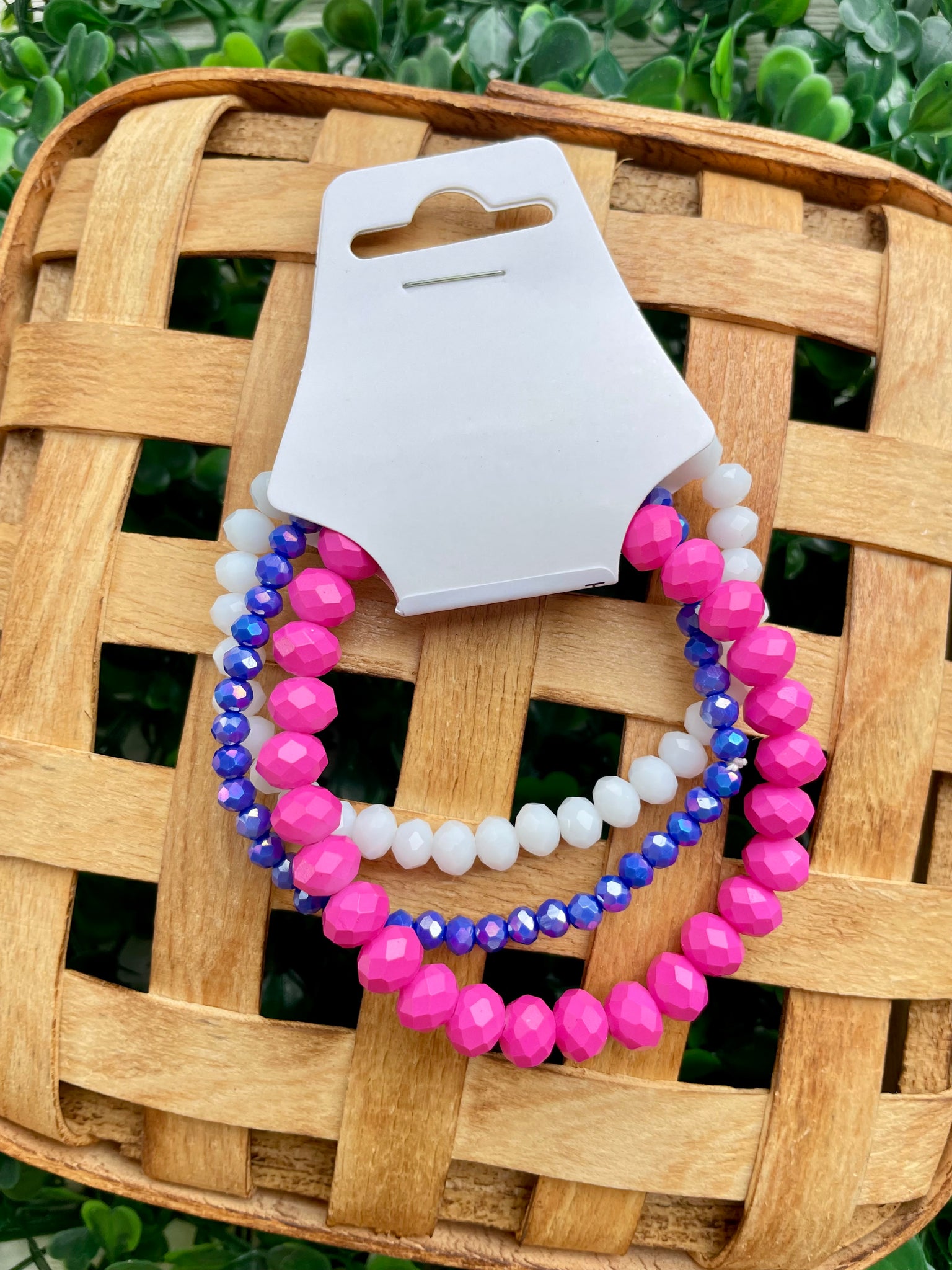 Hot Pink Purple Triple Bracelet Stack