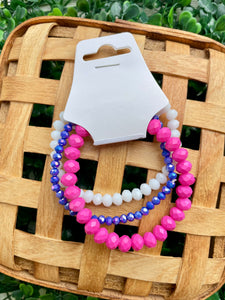 Hot Pink Purple Triple Bracelet Stack