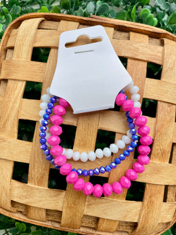 Hot Pink Purple Triple Bracelet Stack