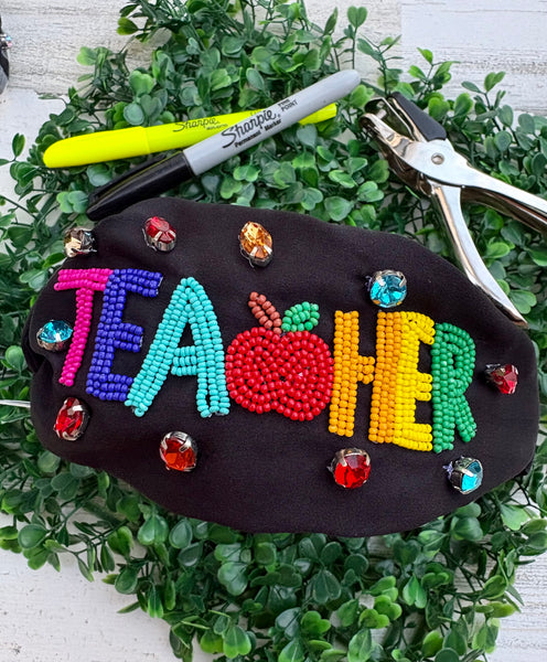 Black Teacher Beaded Headband