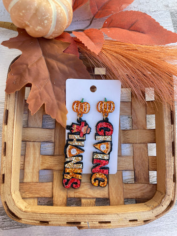 Thanksgiving Glitter Dangle Earrings