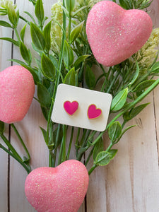 Hot Pink Heart Studs