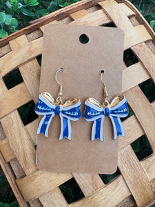 Blue & Gold Bow Earrings