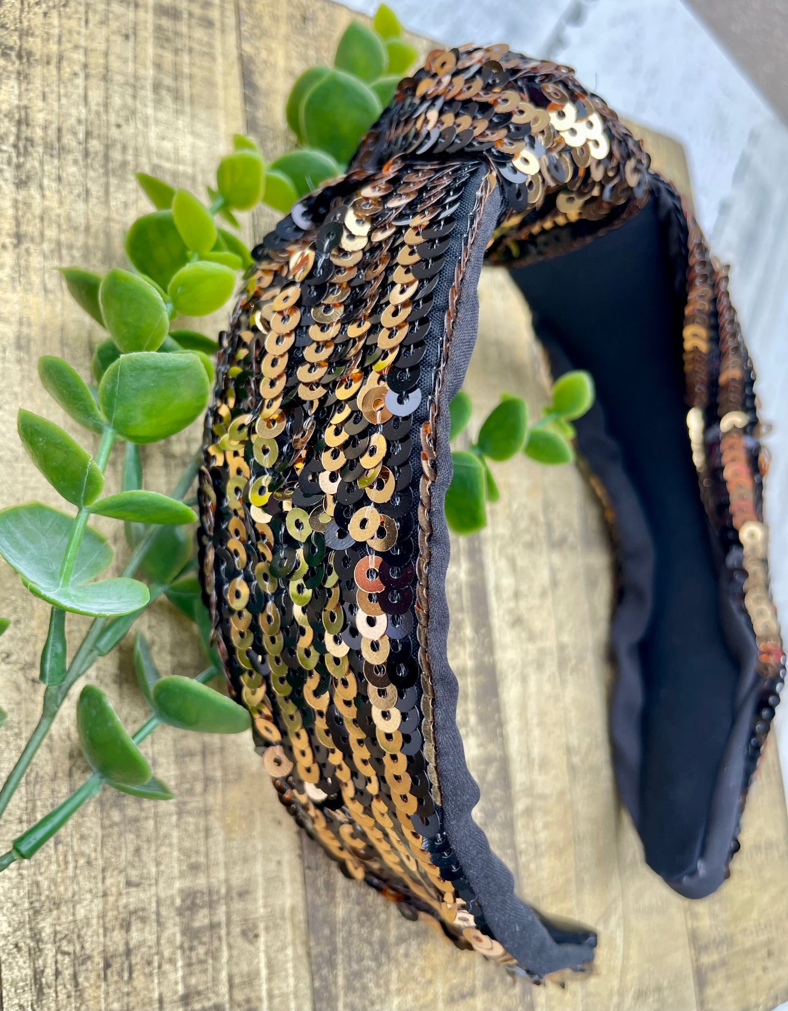 Black & Gold Sequin Headband