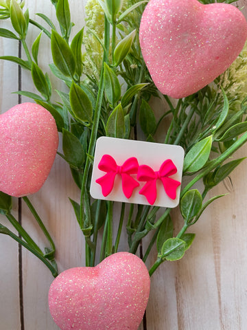 Hot Pink Bow Studs