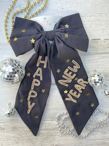 Black New Years Eve Hair Bow