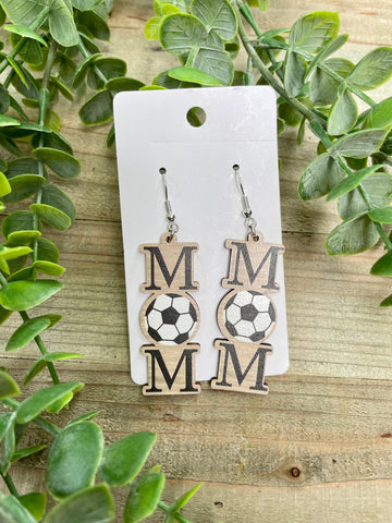 Wooden Soccer Mom earrings