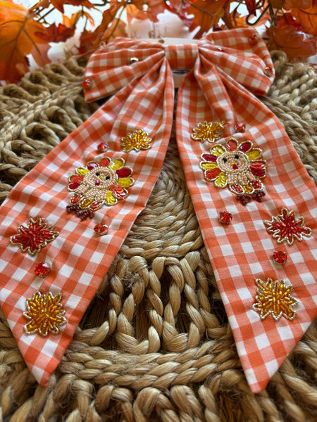 Turkey Plaid Hair Bow