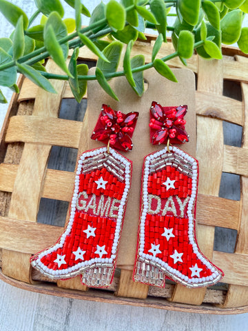 Game Day Red Boot Earrings