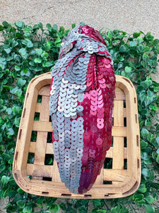 Maroon & Gray Sequin Headband