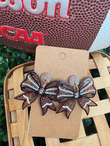 Football Bow Acrylic Earrings