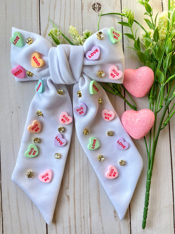 Conversation Hearts Hair Bow