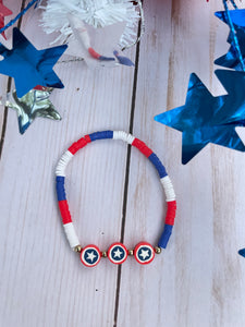 Red, White, & Blue triple star bracelet
