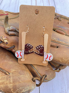 Baseball Bat & Glove Earrings