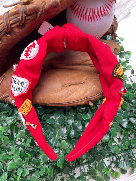 Red Baseball Collage Headband