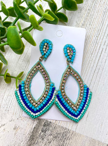 Teal & Blue Beaded Earrings
