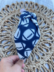 Navy and White Football Headband