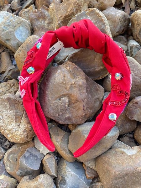 Red Mulit Hearts Headband