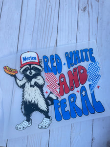 Red White Feral DTF print