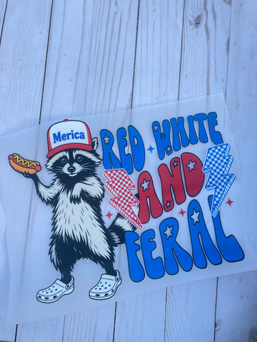 Red White Feral DTF print