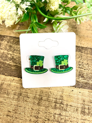 Glitter St. Patrick’s Hat Studs