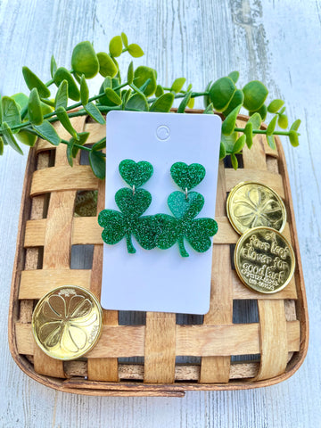 Glitter Shamrock Earrings