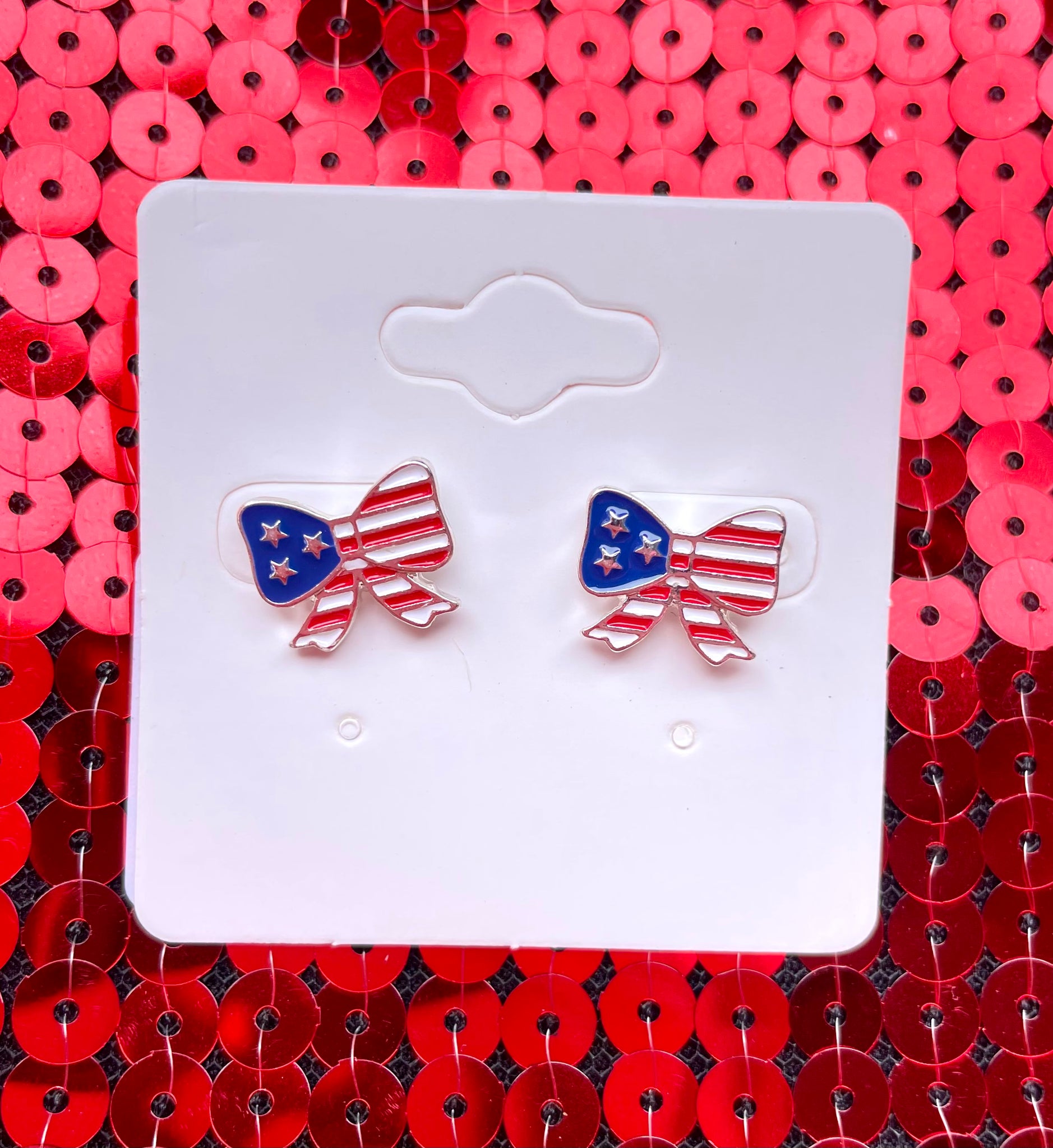 Patriotic Bow Stud Earrings