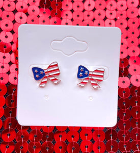Patriotic Bow Stud Earrings