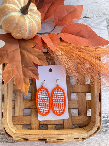 Orange with Pearl Earrings