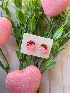 Pink Chocolate Covered Strawberries 🍓 Studs