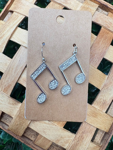 Silver Music Note Earrings
