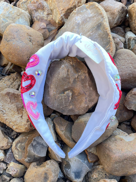 White Mulit Hearts Headband