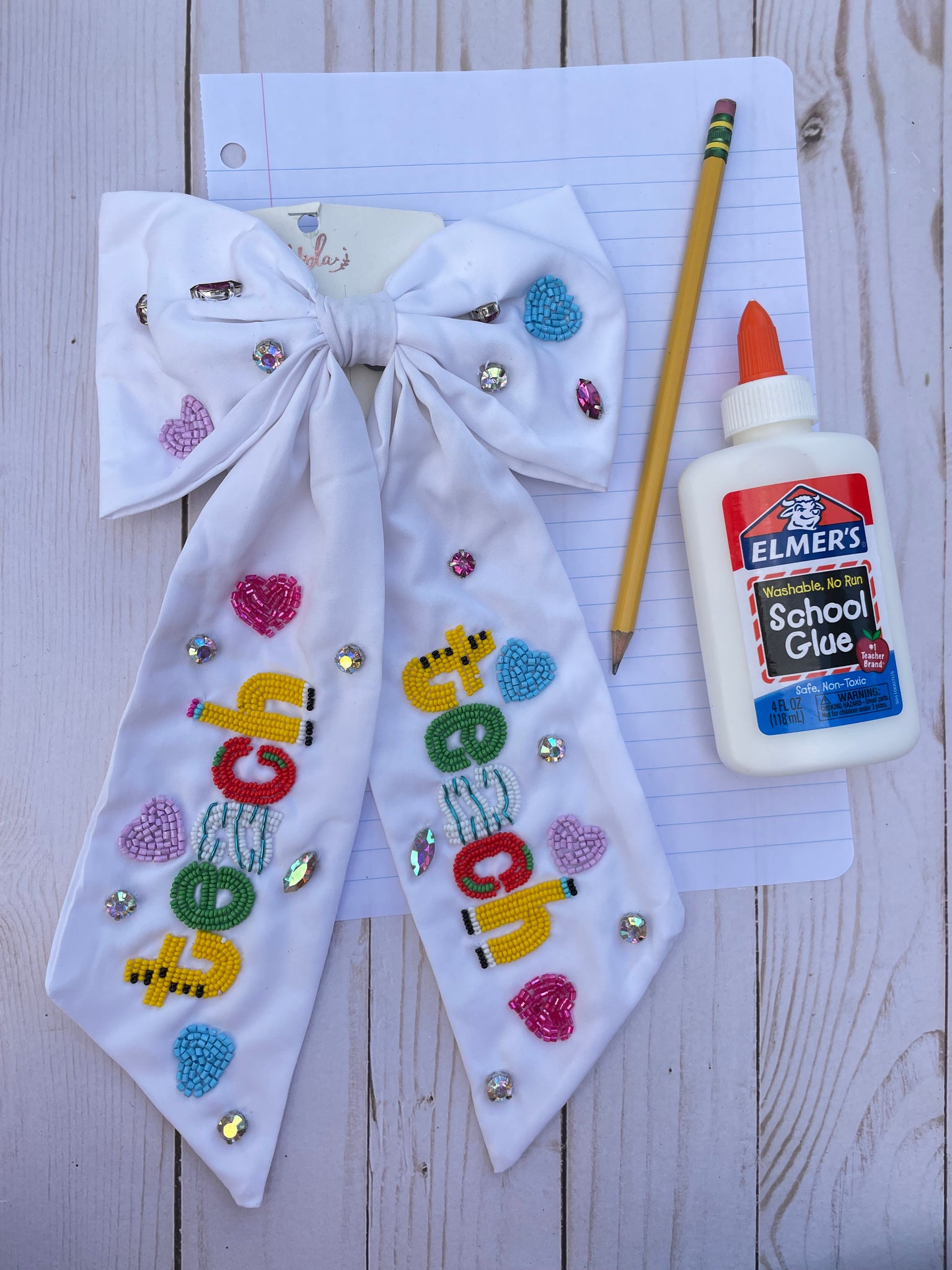 Teacher Beaded Clip Bow