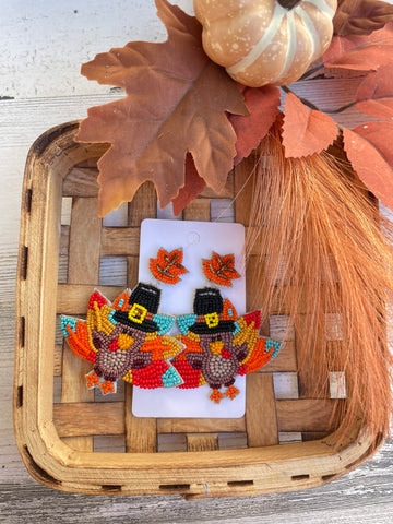 Beaded Lil Turkey Earrings