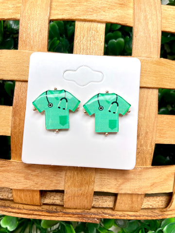 Green Scrubs Nurse Studs